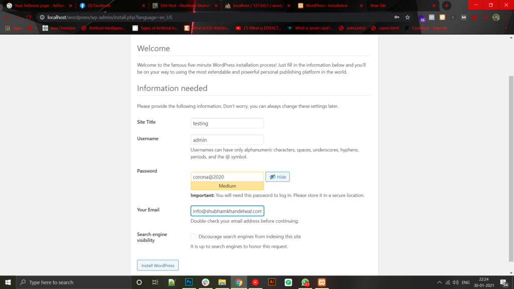 install WordPress